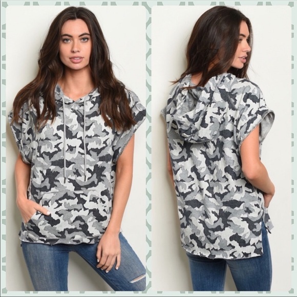 Camo Short Sleeve Hoodie - Picture 1 of 6